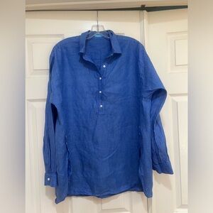 J.McLaughlin‎ Women’s Fallon Linen Relaxed Lagenlook Shirt in French Blue Large